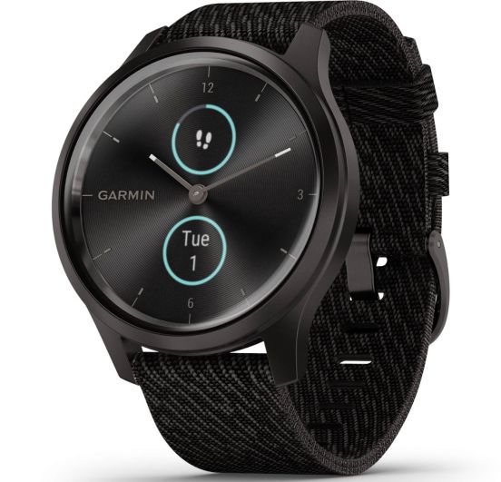 Garmin Vívomove Style Graphite Woven 010-02240-03 Pepper 010-02240-03 Black Nylon Aluminum Case with Band