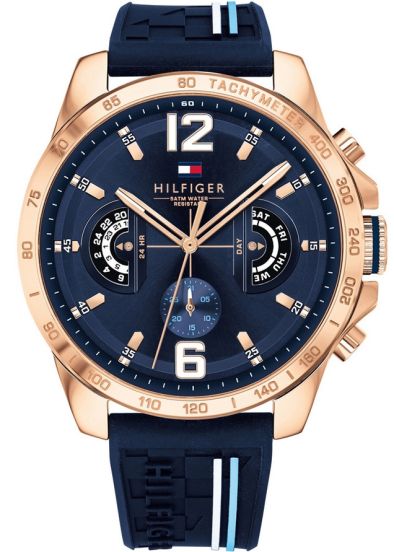 tommy hilfiger watch women's black silicone strap