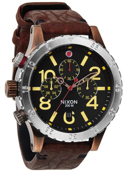 Nixon 48 20 Chrono Leather Antique Copper Brown A363 1625 LIQ