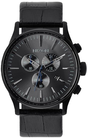 Nixon Sentry Chrono Leather Black Gator A405-1886 - RIP