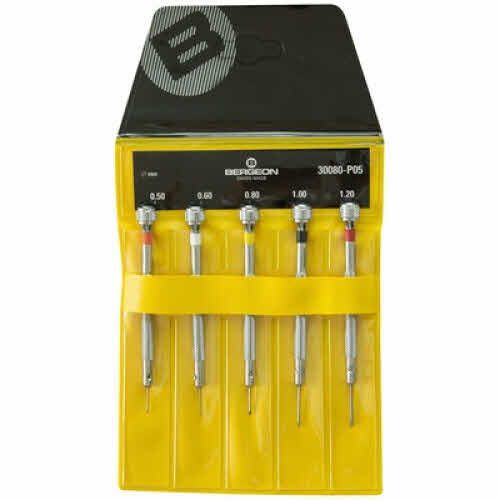 Bergeon set of 5 screwdrivers with steel blades 0,5 - 1,2 mm 30080