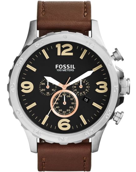 Fossil 100 meters leather strap store