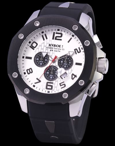 Kyboe 55mm Silver and White Watch with White Band
