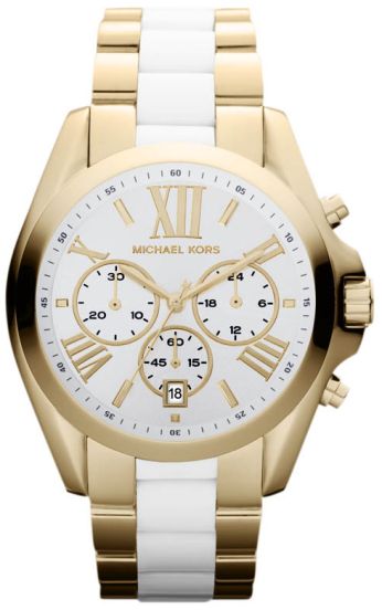 Gold and white michael kors watch store
