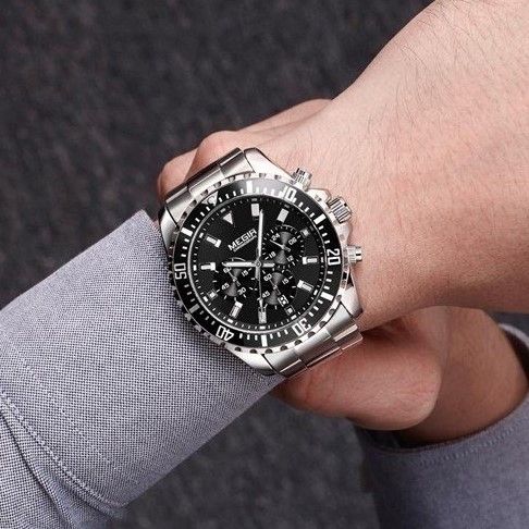 Megir Chronograph Steel Black