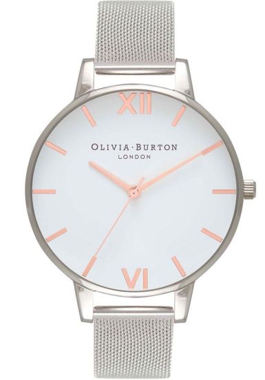 Olivia burton white dial rose gold mesh watch deals