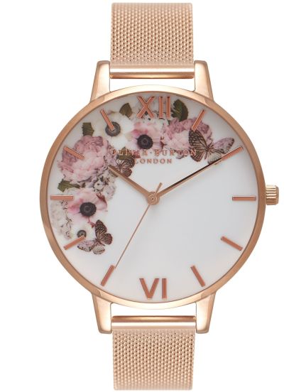 Olivia burton rose gold mesh watch strap hotsell