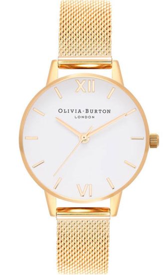 Olivia burton white dial rose gold mesh watch discount