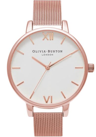 Olivia burton white on sale dial gold mesh watch