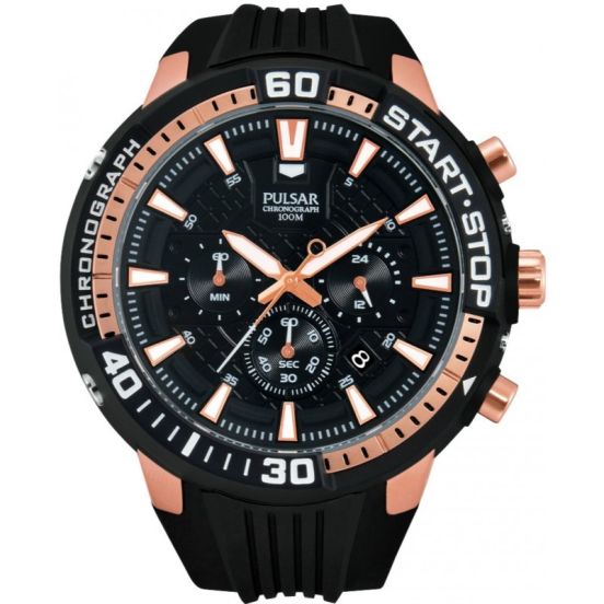 Pulsar chronograph sales 100m black