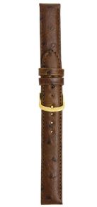 207122G Falkenlund Deluxe Beco 22mm Brandy Calf Leather Strap Ostrich Pattern Gold Plated Steel Buckle 207122G