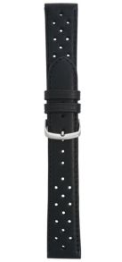 338120S Falkenlund Deluxe Beco 20mm Black Calf Leather Rally Strap Stainless Steel Buckle 338120S