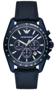 Armani herreur med metallisk blå urkasse - Emporio Armani AR6132
