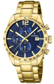 F20266/2 Guldfarvet herreur med blå urskive - Festina Chrono F20266/2