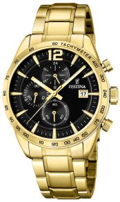 Herreur i guld med sort urskive - Festina Gold/BlackChrono F20266/3
