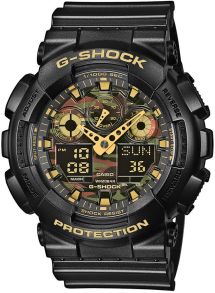 Stort digital ur til mænd i sort resin med army-display - Casio G-Shock GA-100CF-1A9ER