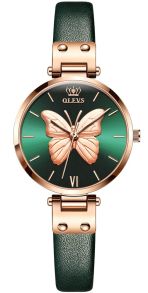 Olevs Modern Lady Leather Butterfly Rosegold Green