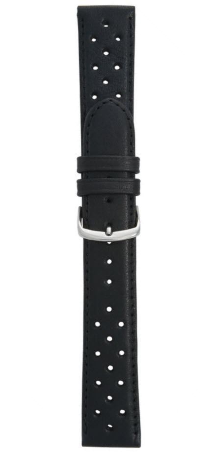 Falkenlund 20mm Black Calf Leather Rally Strap Stainless Steel Buckle ...