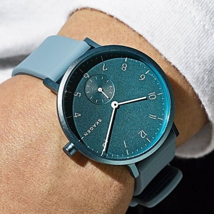 Skagen aaren green leather watch hotsell