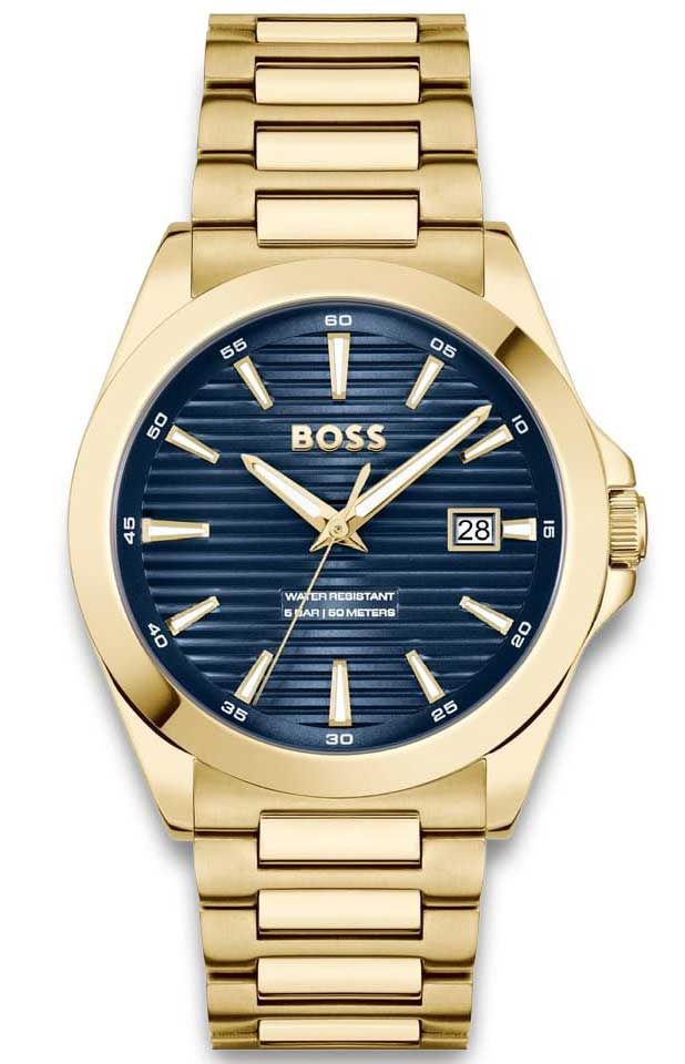 Hugo Boss Strike Blue Dial Gold Steel Strap Watch for Men - 1514172 main image 0