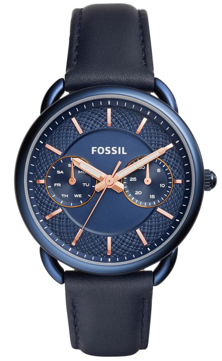 Tailor multifunction navy leather watch discount