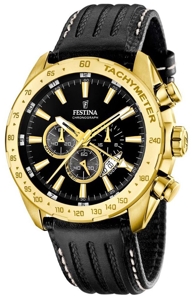 haar bruiloft Boomgaard Festina Gold Chrono Leather F16879/4 - RIP