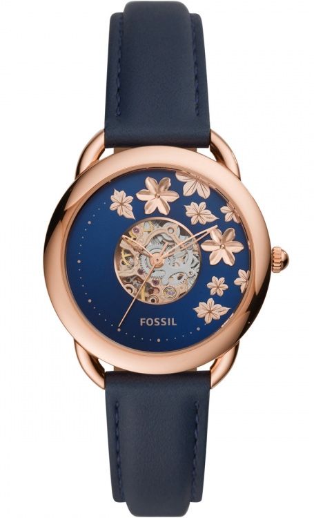 Fossil tailor automatic top blue leather watch