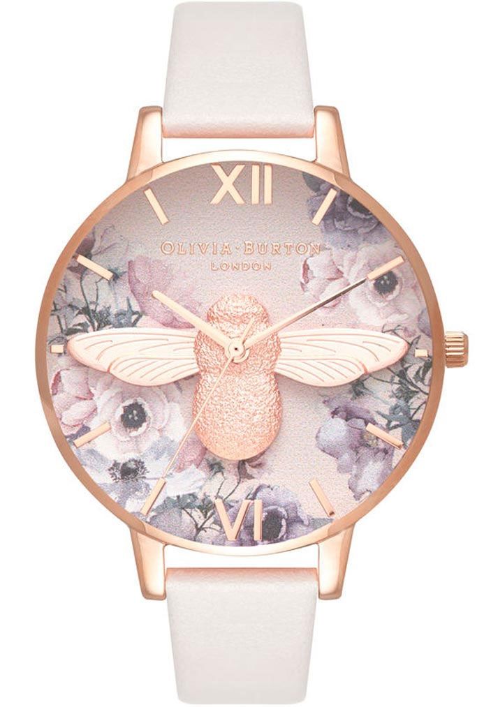 Olivia burton watercolour florals silver mesh clearance