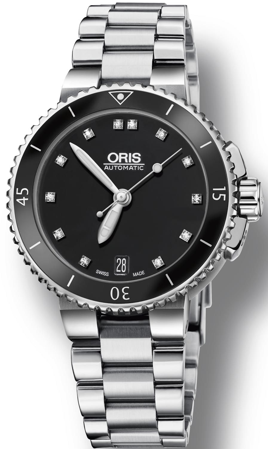 Oris aquis date discount diamonds