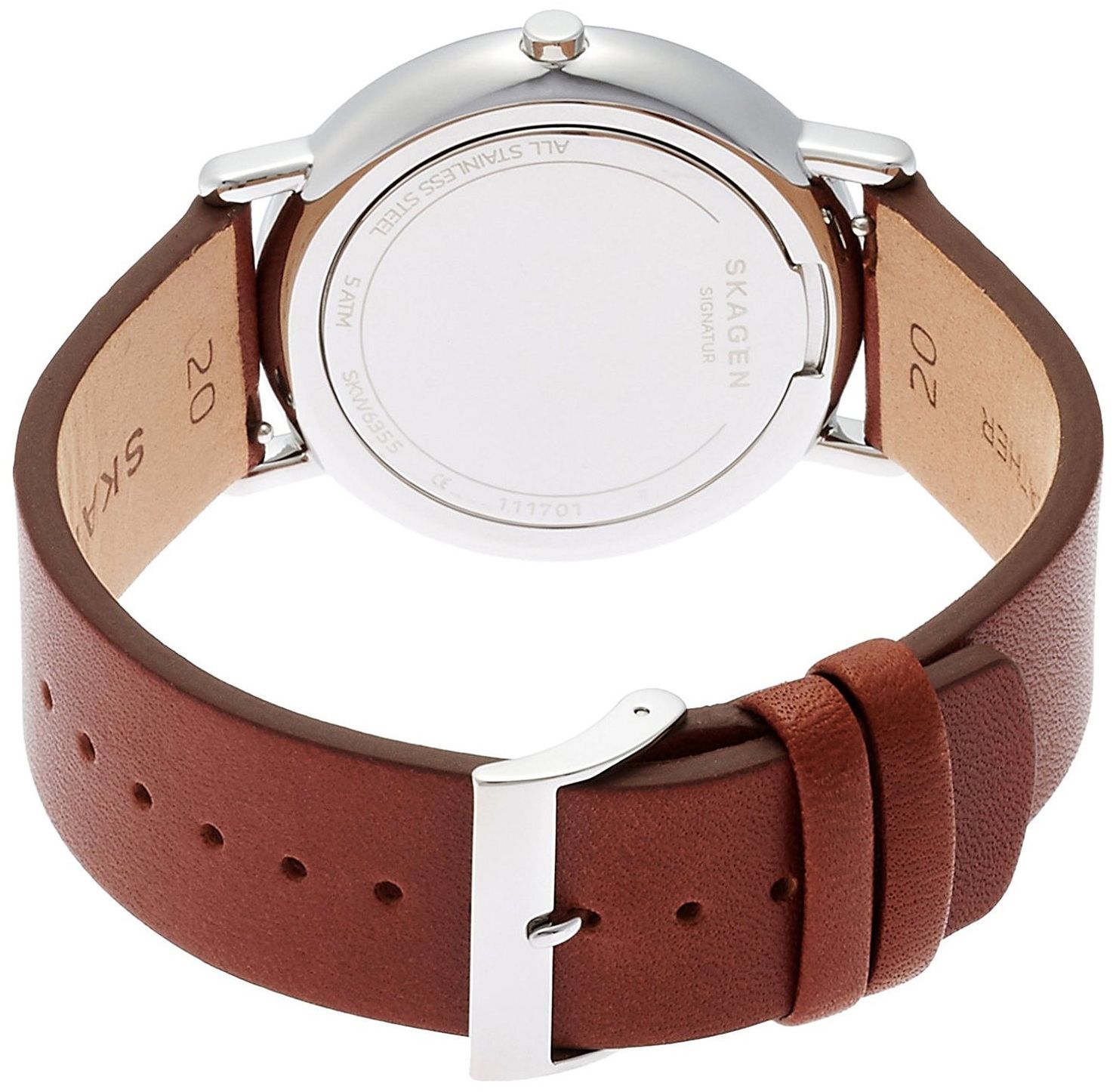 Brown leather strap for Skagen Signatur SKW6355