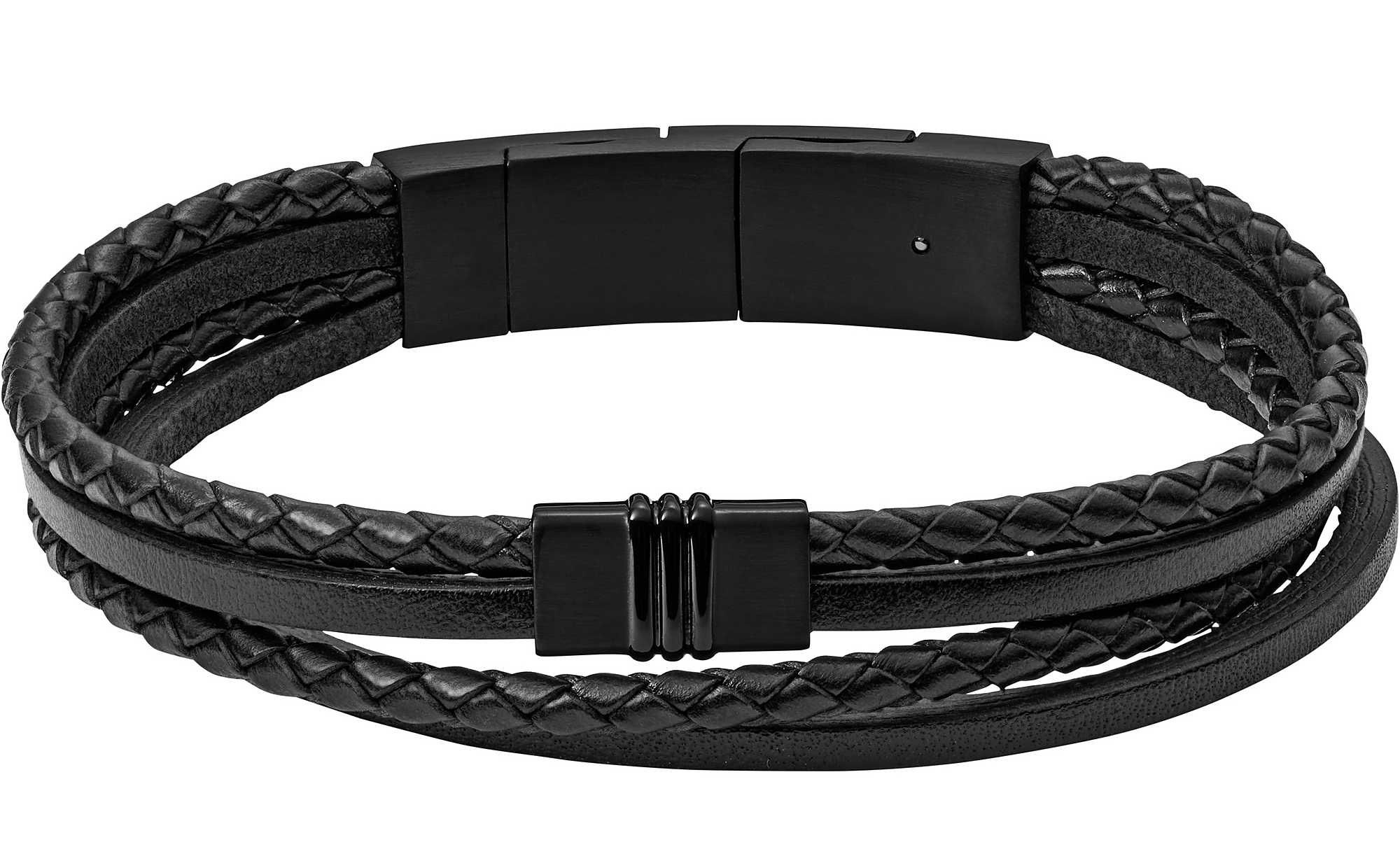 Fossil Multi-Strand Black Leather 