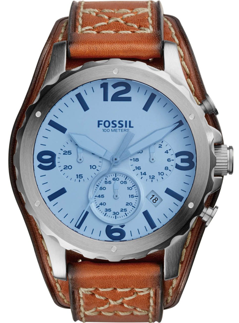 Fossil watch deals light blue face