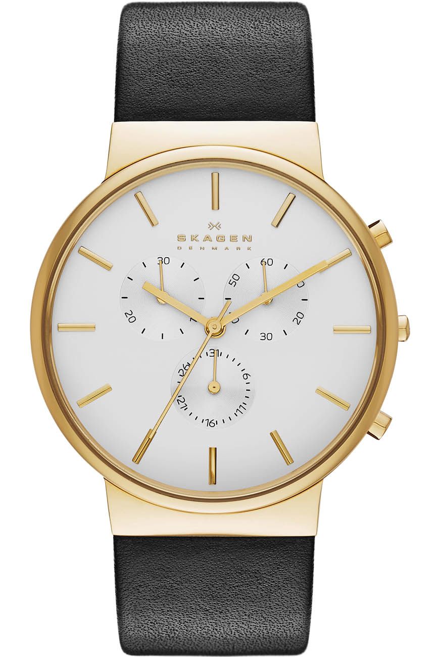 Skagen Ancher Chronograph Gold Black Leather SKW6143 RIP