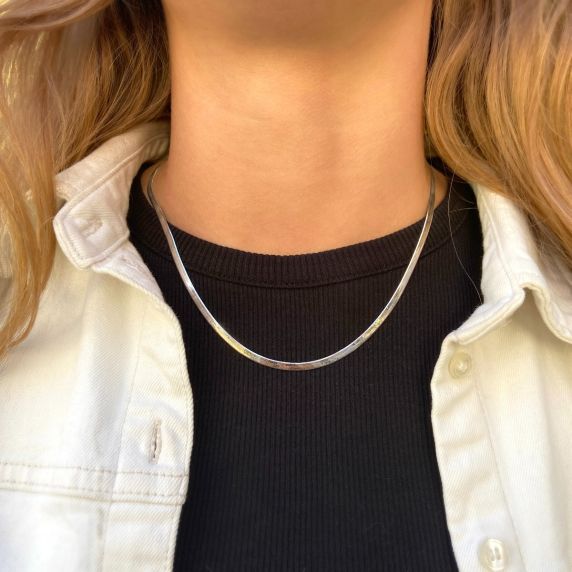 Carrie Taylor 45cm Herringbone Silver Necklace 3mm CTJ55