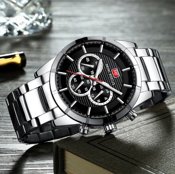 Mini Focus Steel Black Chronograph