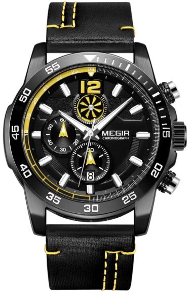 Megir Chronograph Black Yellow 2131